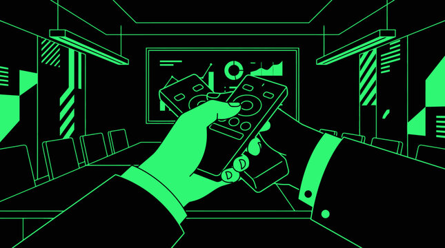Hand holding video game controller.
