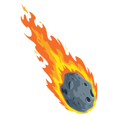 Asteroid flying meteorite in flames disaster in space apocalypse vector illustration suitable for nature and space concepts © Nass Studio