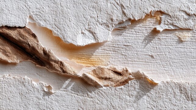 Close-Up of Torn Paper Texture with Subtle Earthy Tones and Soft Shadows for Artistic Background and Design Projects