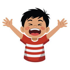 Big smile cartoon boy character illustration ideal for children education happy emotion playful artwork and creative design projects