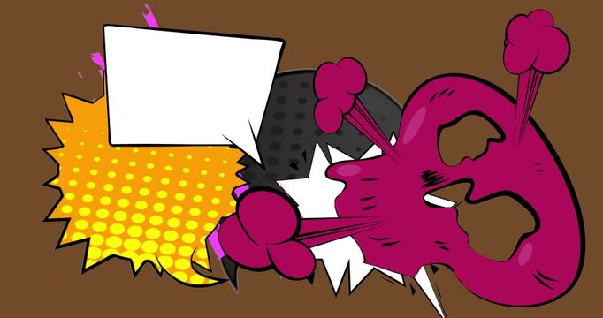 Cartoon background animation, comic book backdrop video. Retro comics pop art design.