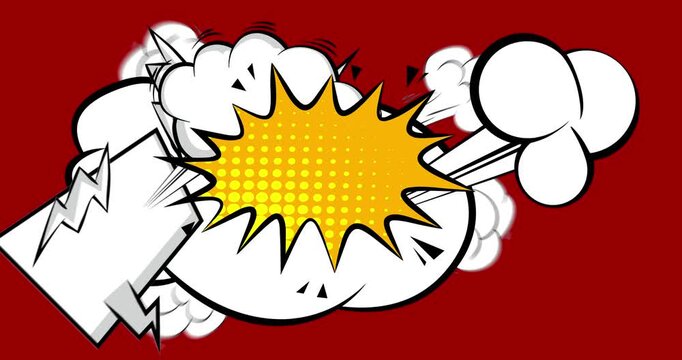 Cartoon background animation, comic book backdrop video. Retro comics pop art design.