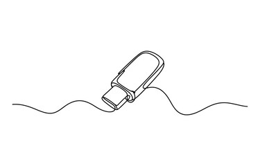 Obraz premium Continuous one line drawing of a usb flash drive