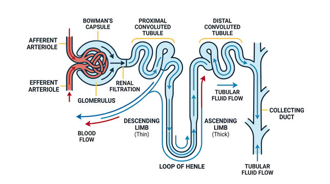 Diagram of a Nephron: The Functional Unit of the Kidney