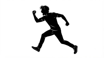 Fototapeta premium Man Running With Enthusiastic Gesture Silhouette Vector