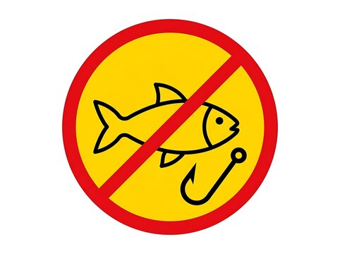 No fishing sign. No fishing allowed symbol