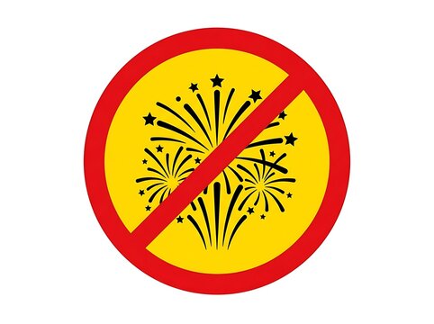 No fireworks sign. Prohibited pyrotechnics icon.