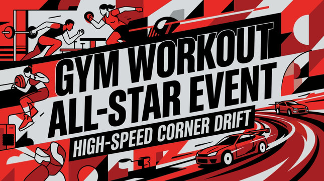 Dynamic Gym Workout All Star Event High Speed Corner Drift Poster Art