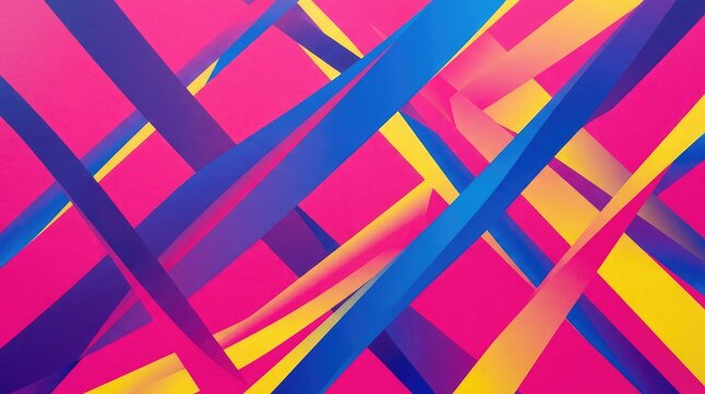 Vibrant abstract background with interwoven colorful ribbon shapes, creating a dynamic and energetic visual composition