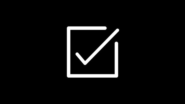 Minimal Outline Check Mark Symbol Icon Animation 4K Stock Video Clip Footage. Tik mark