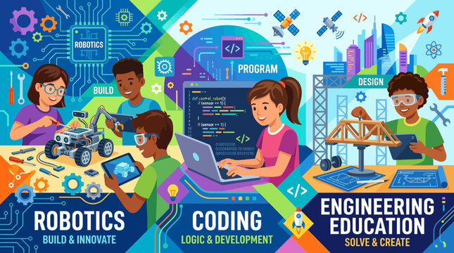 Diverse Kids Engaged in STEM: Robotics, Coding, and Engineering Education