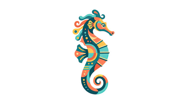 Colorful Stylized Seahorse Illustration