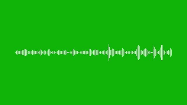 White and green audio visualization effect. White audio waveform spectrum animation, alpha channel, Sound line audio wave visualization for music producers, podcasts, and video editing in 4K.