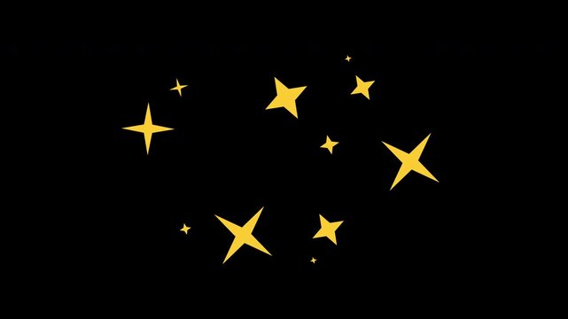 A motion graphics video of white shining stars twinkling softly on a bright green background. Use different star sizes