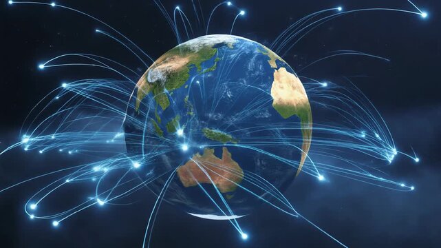Global Data Network and Connectivity Over Earth 4K Generative AI