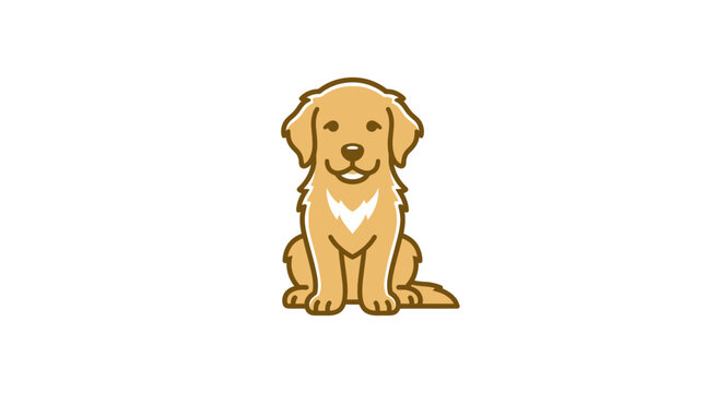 Cute Golden Retriever Dog Sitting.