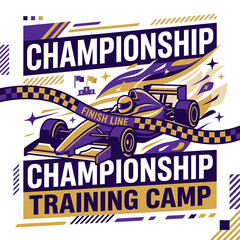 Obraz premium Championship Training Camp Illustration Racing Car Theme