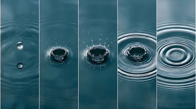 Sequence of a water drop impact and ripple formation