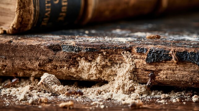 Insects on Old Wooden Surface and Book