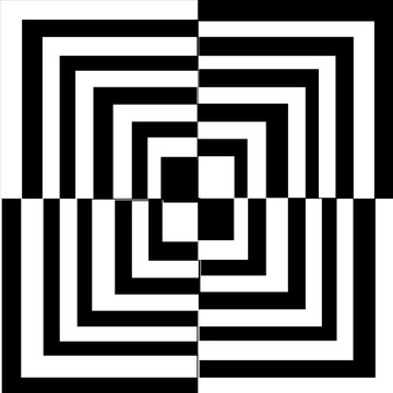 Black and White Abstract Nested Square Optical Illusion