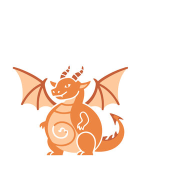 Orange cartoon dragon with wings
