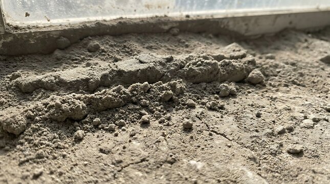 Close up of wet clay soil with a rough texture