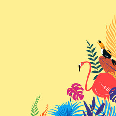 Colorful summer tropical bird border, yellow design © Rawpixel.com