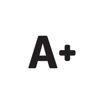Letter A Plus Sign Silhouette On White Background