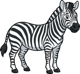 Obraz premium Cute cartoon zebra vector illustration isolated on white background smiling wild safari animal mascot character design element african wildlife graphics drawing