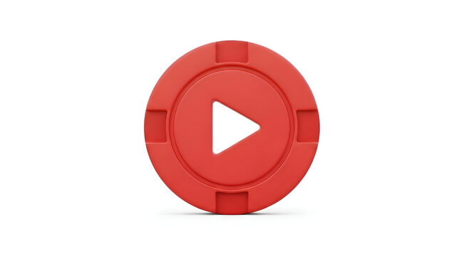 Red Circular Play Button Icon Design.