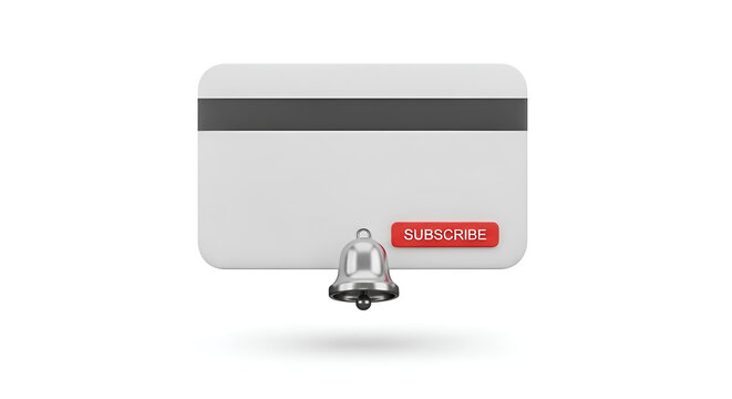 Credit card with notification bell icon illustration.