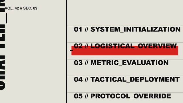 Brutalist Kinetic Typography List Ranking Menu