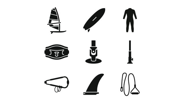 A single canvas featuring flat nine silhouette collection of surving