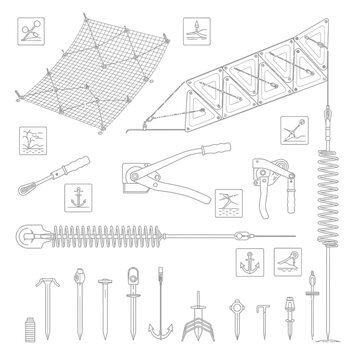 Ground Anchoring Systems and Tools - Technical Drawing Illustration