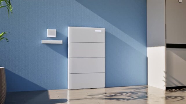 3d rendering home battery or energy storage system for residential used 4k footage