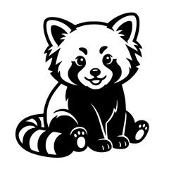 Fototapeta premium Black and white vector illustration of a cute red panda