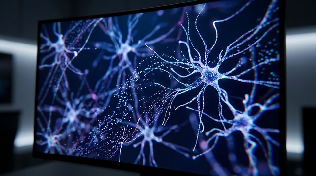 Neural network visualization displayed on a digital computer screen