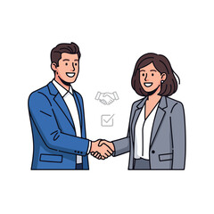 Fototapeta premium Business Handshake After Successful Partnership Agreement Flat Vector Illustration