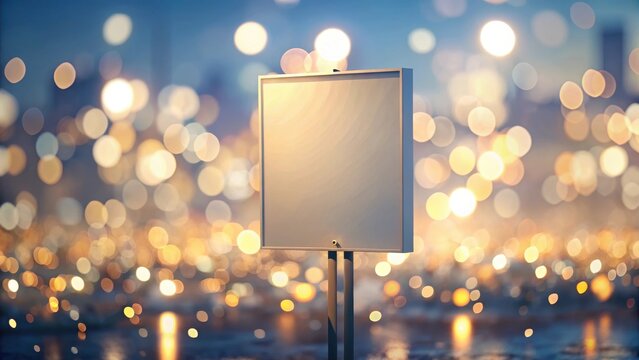 A minimalist placard with elegant font and subtle colors stands out against a dreamy bokeh background softly blending into a serene night sky

 visual
