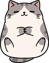 Cute cartoon cat meditating, feeling peaceful and happy. © Dario