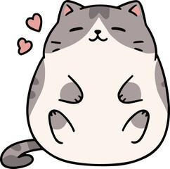 Cute Chubby Cat Illustration with Hearts © Dario
