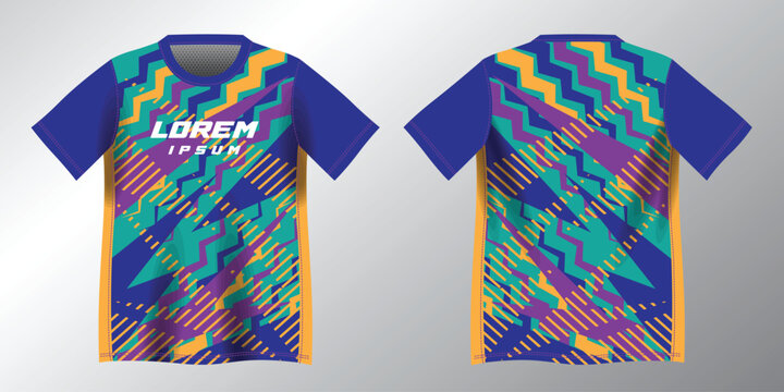 abstract colorful blue green yellow pink tosca background pattern for sport jersey design mockup