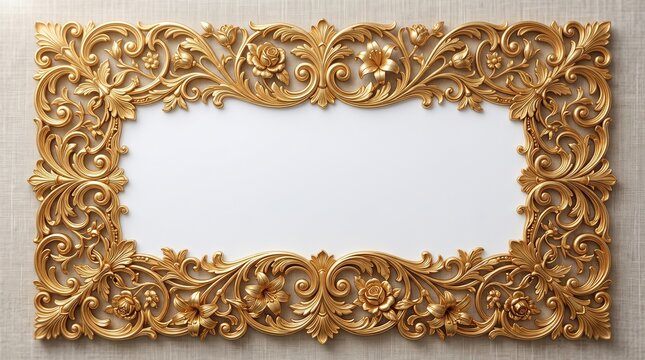 Elegant Gold Ornate Picture Frame Decorative Border Design