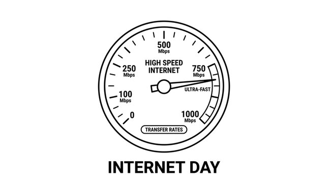 Minimalist line art illustration of high speed internet connection gauge