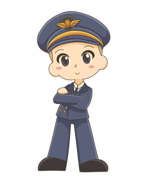 Cute cartoon profession pilot