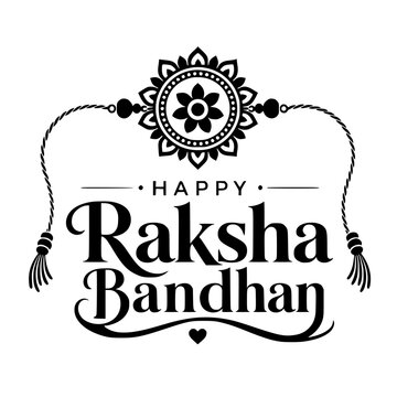 Raksha Bandhan Rakhi silhouette with calligraphy text, isolated on a transparent background. Perfect for greeting cards.