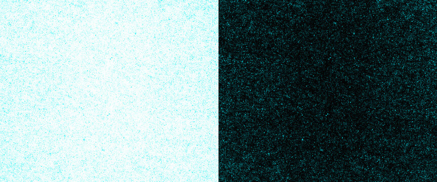 Minimalist split screen background with grainy texture, dual tone teal and white abstract surface, textured paper effect for graphic design