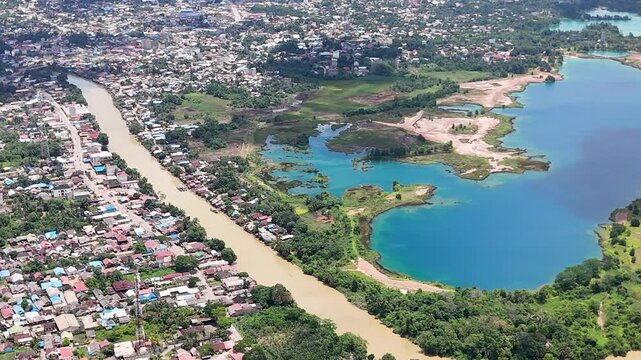 Blue lake is the result of former coal mining in South Kalimantan