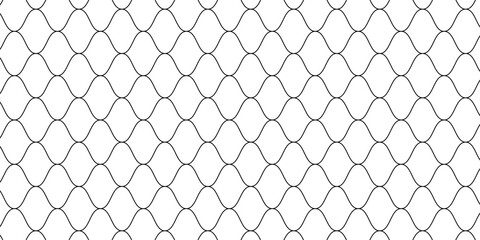 Fototapeta premium Seamless wire fence pattern. Black mesh net texture background. Lattice grid chain silhouette for barrier wall, safety zone, construction backdrop. Repeated metal henge enclosure wallpaper. Vector