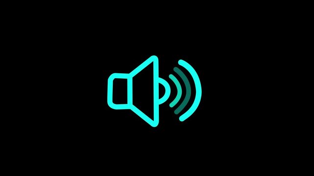 Speaker volume icon animation. Sleek audio wave animation. voice and soundtrack wave equalizer. Sound, music, speaker, Audio technology and sound. ring tone icon animation on Alpha channel..